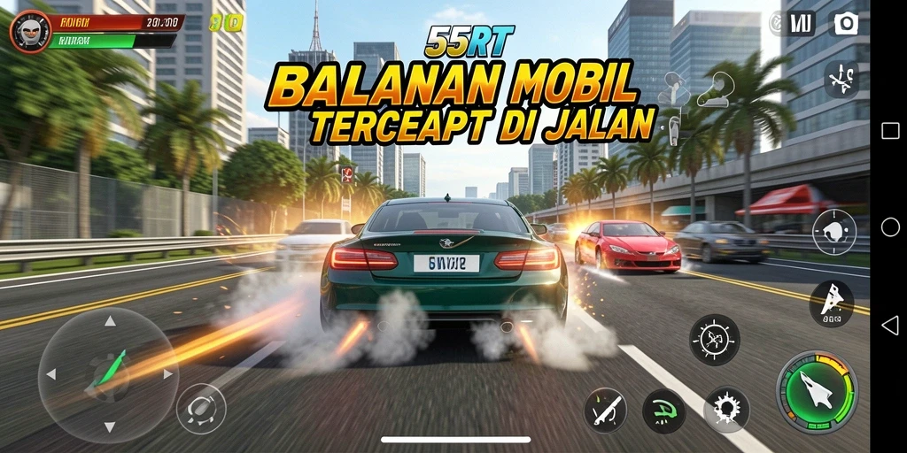 Tampilan gameplay 55RT yang penuh aksi dan kecepatan.