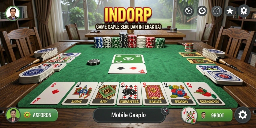 Tampilan gameplay Gaple yang menarik di INDORP dengan fitur interaksi sosial.