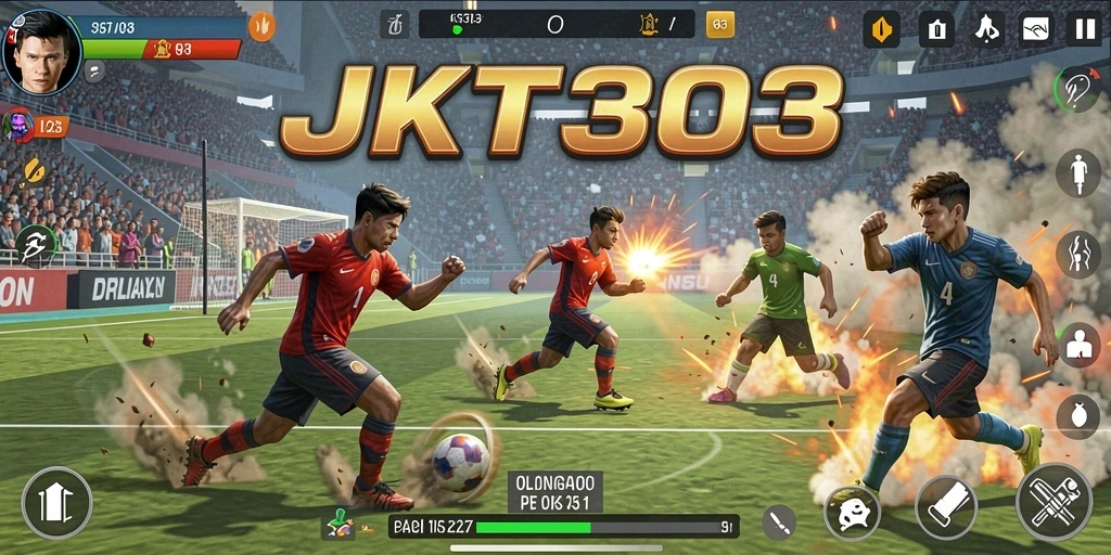 Screenshot utama JKT303 menampilkan momen seru dalam gameplay olahraga.