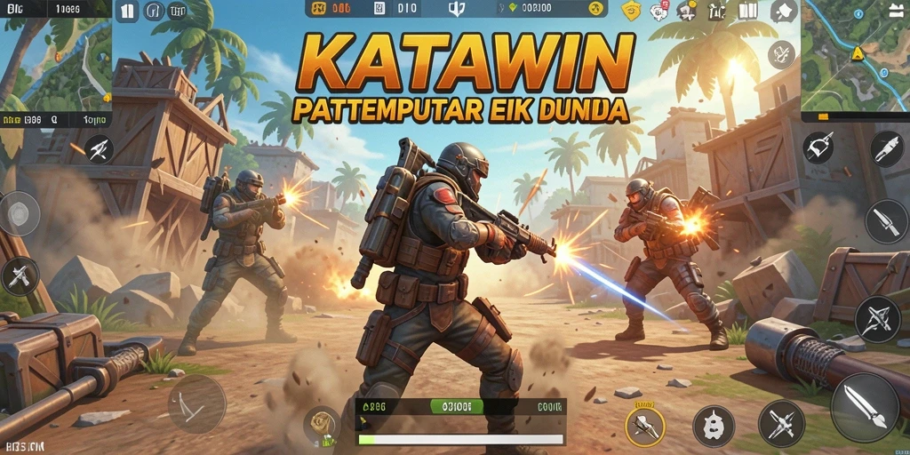 Screenshot menarik dari gameplay KATAWIN dalam suasana Battle Royale.