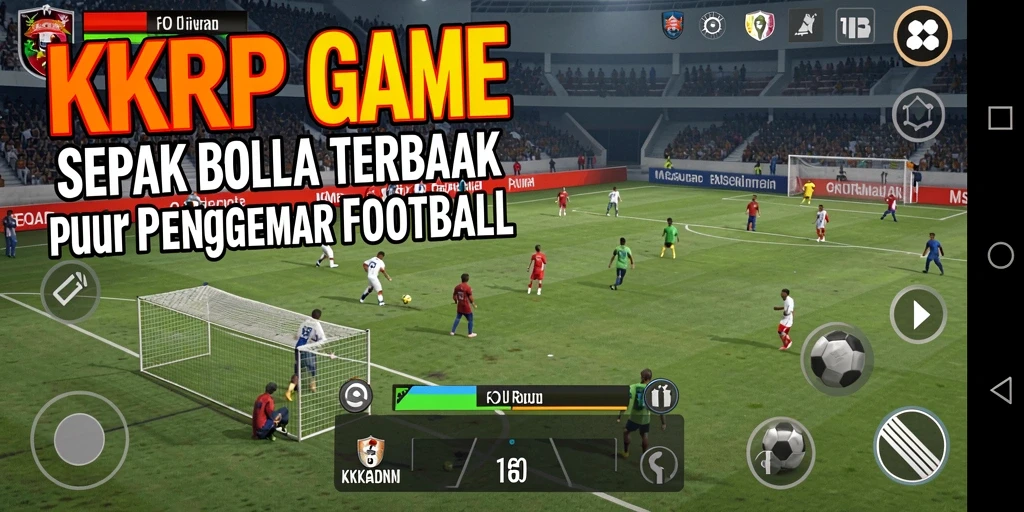 Tampilan gameplay yang mendebarkan di KKRP dengan aksi sepak bola intens.