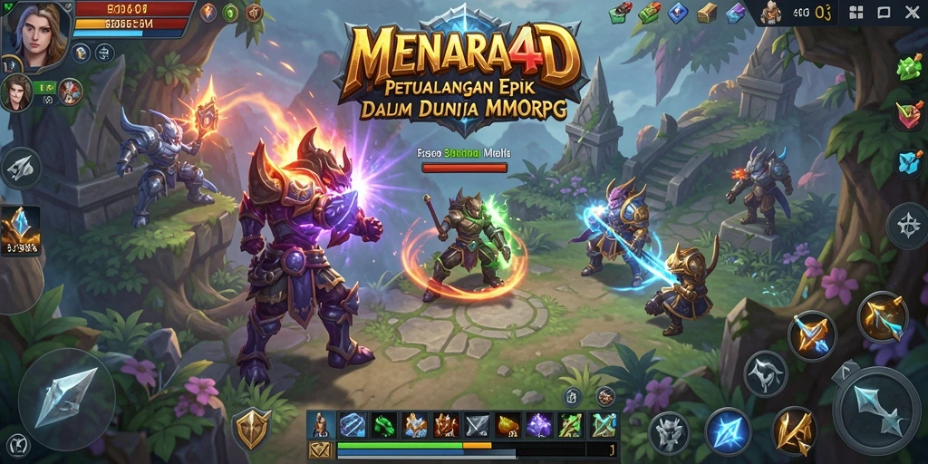 Screenshot gameplay MENARA4D menampilkan pertempuran epik antara pemain.