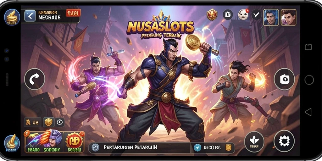 Tampilan gameplay NUSASLOTS dengan pertarungan mendebarkan.