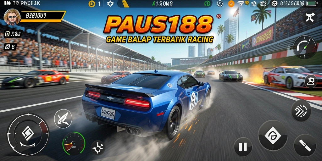Tangkapan layar gameplay <strong>PAUS188</strong> menunjukkan aksi balapan yang menegangkan.