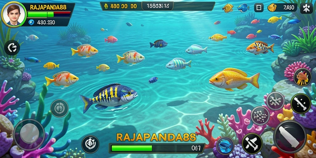 Tampilan menakjubkan gameplay Tembak Ikan di RAJAPANDA88.