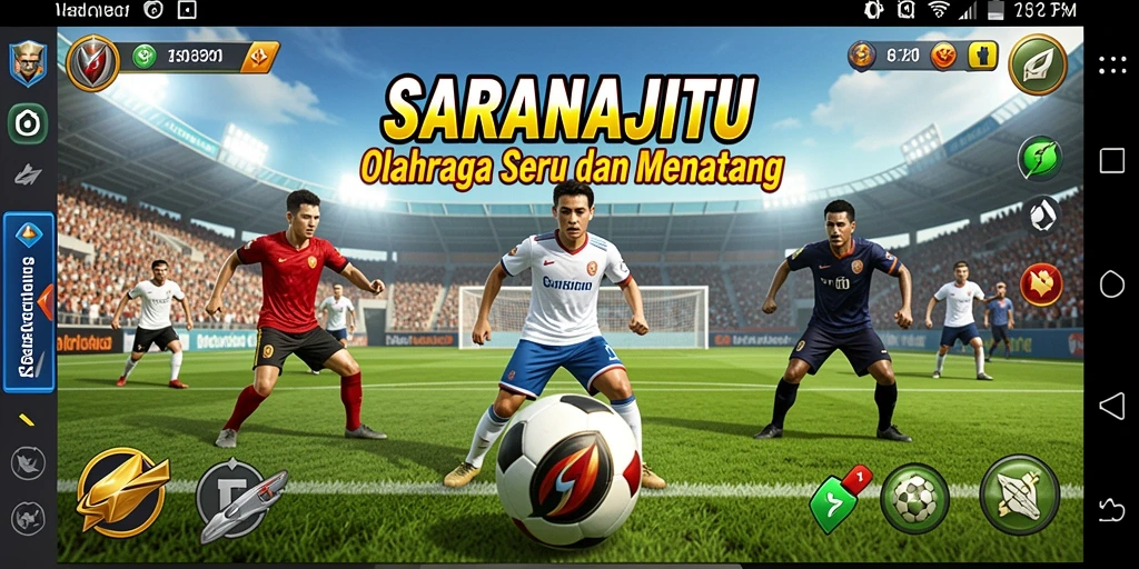 Tampilan gameplay SARANAJITU yang menampilkan pertandingan olahraga seru.