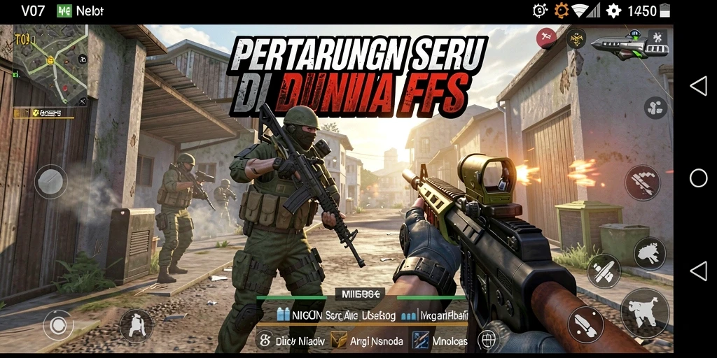 Screenshot V07 menampilkan aksi pertarungan intens dalam game FPS.