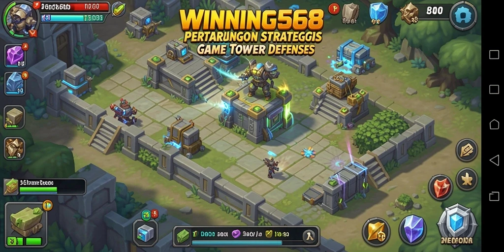 Tampilan menegangkan dari gameplay Tower Defense di WINNING568.