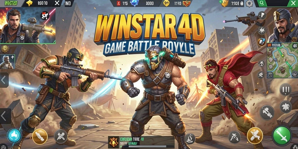 Screenshot gameplay WINSTAR4D dengan aksi pertempuran yang mendebarkan.